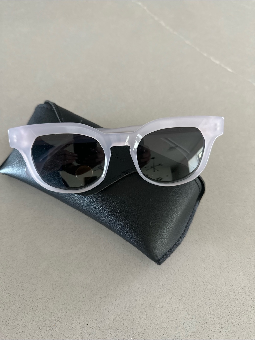 Marcella NYC Women's Sunglasses - Translucent Lilac Frame with Dark Lenses